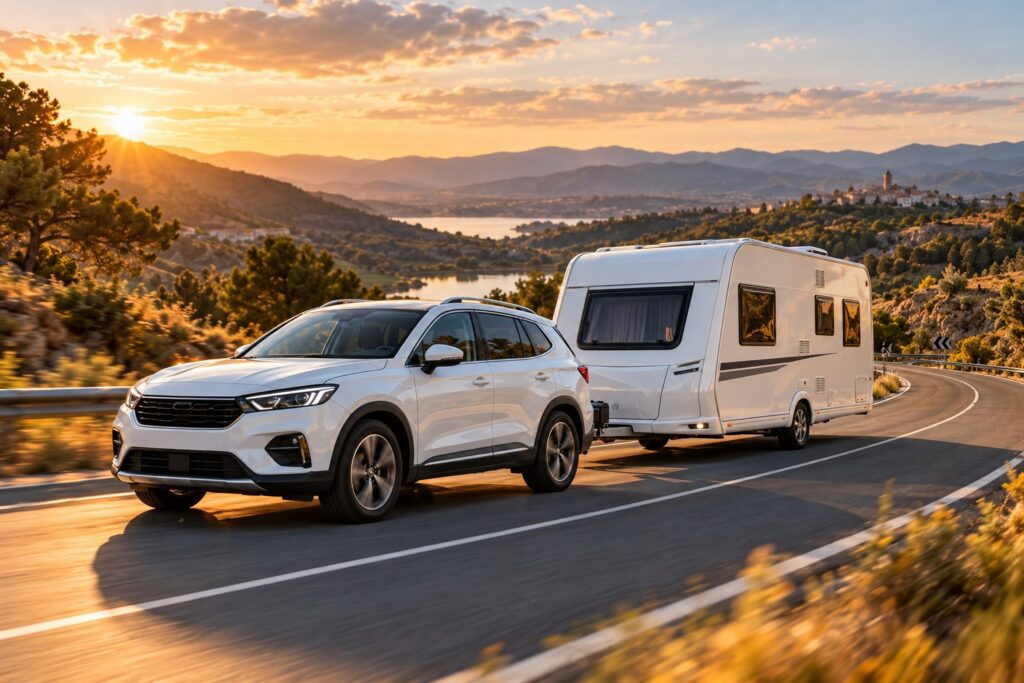 Imagen conceptual de coche con caravana
